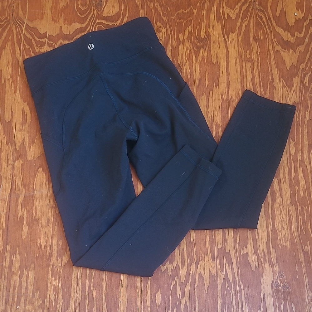 Lululemon Athletica Navy Dark Blue ⅞ Leggings Pants Drawstring Yoga Running